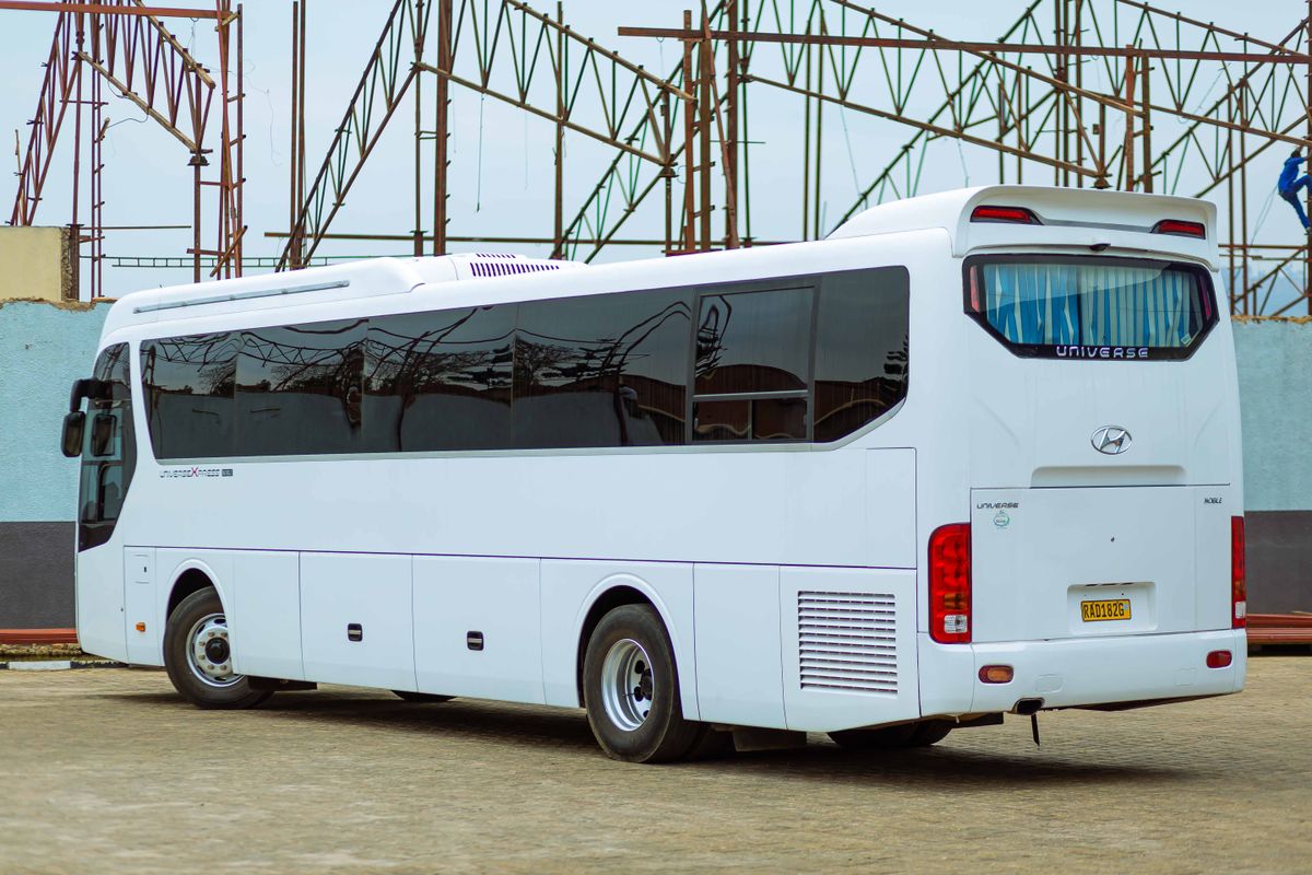 The coach waiting at the meeting point
