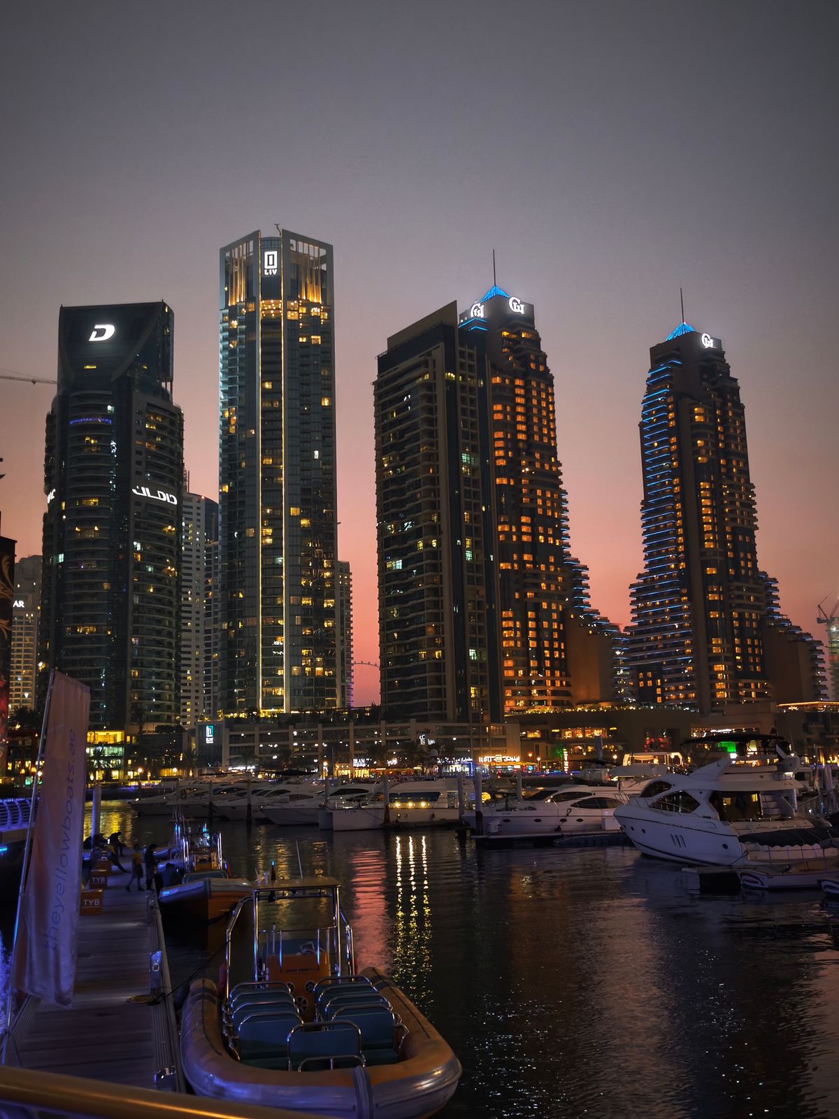 Twilight settling over the Marina skyline