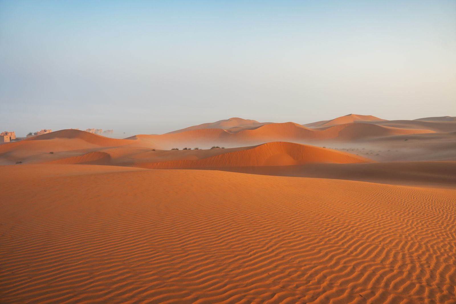 The desert before the heat — soft light, empty dunes, back by lunch.