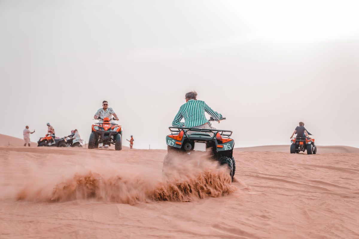 Riders lined up on quads before setting off