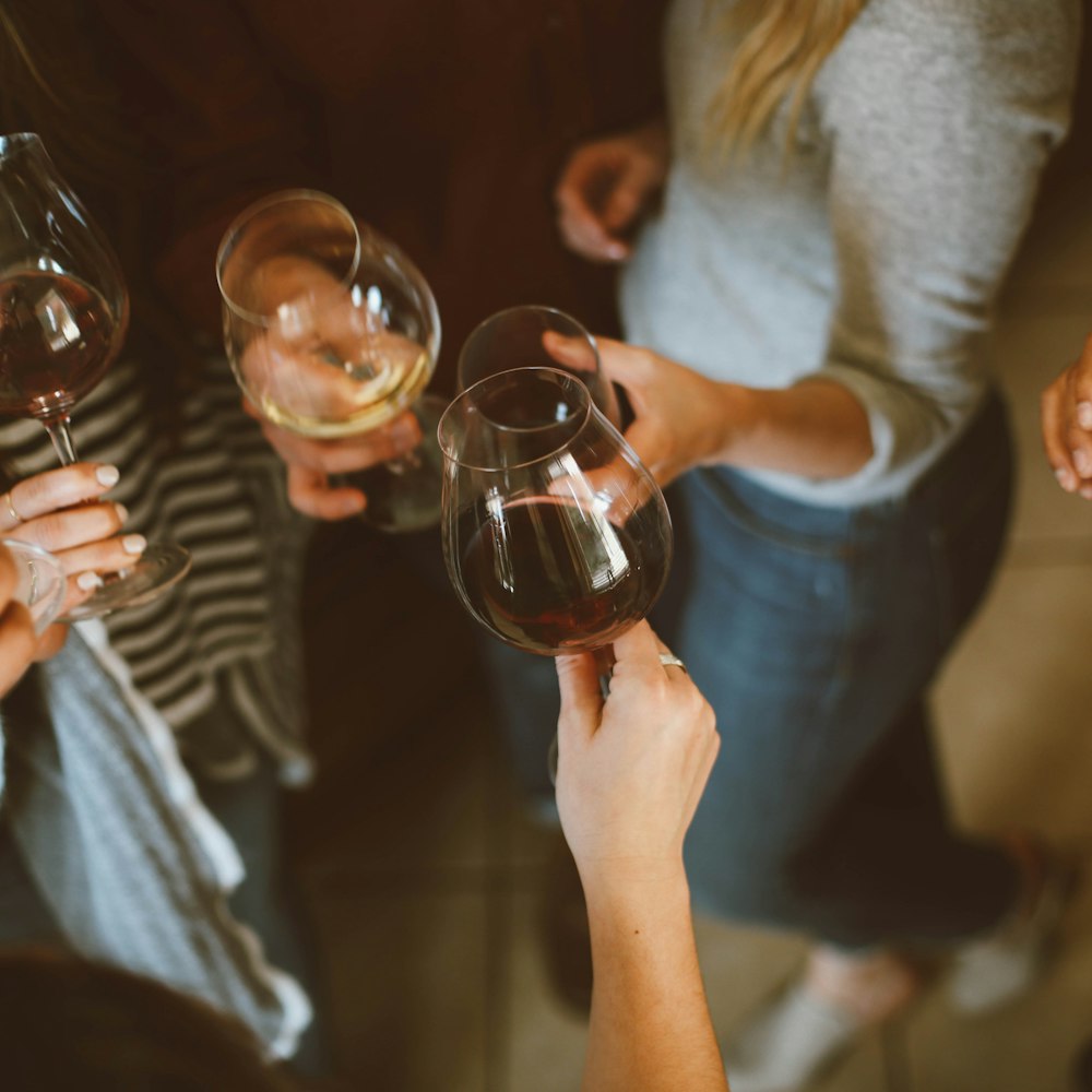 Friends raising wine glasses in a toast
